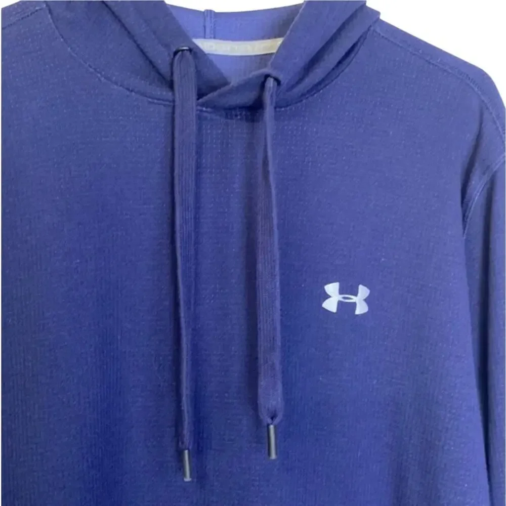 Under Armour mens waffle hoodie navy blue pullover Size Medium loose fit